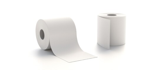 Toilet paper rolls isolated on white background. Hygiene tissue soft and blank. 3d illustration