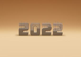 2022 happy new year 3d with constriction.