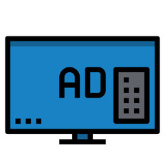 TELEVISION ICON LINE COLOR .