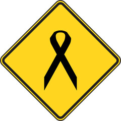 aids ribbon yellow sign icon
