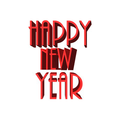 red inscription - Happy new year, 3D