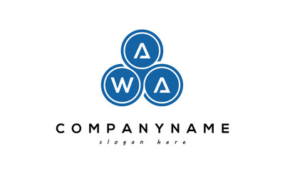 AWA three letters creative circle logo design with blue - obrazy, fototapety, plakaty