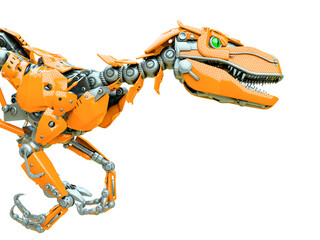 Fototapeta na wymiar velociraptor robot running close up