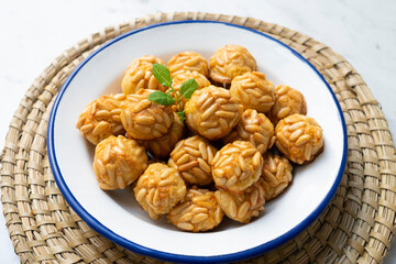 Panellets, traditional sweet dessert from Barcelona and Valencia made with potato, eggs, sugar and different nuts like almonds or  pinions. 