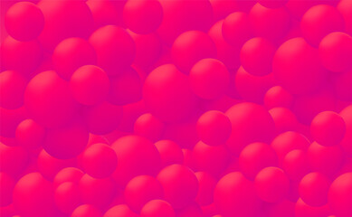 Magenta flying spheres. Abstract composition with colorful balls. Realistic vector background
