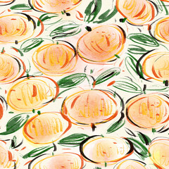 Seamless pattern with tangerines.