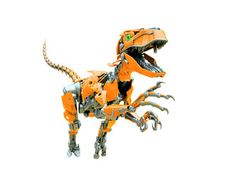 Fototapeta premium velociraptor robot jumping