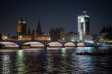 The Houses of Parliament, Westminster Bridge and The River Thames at night