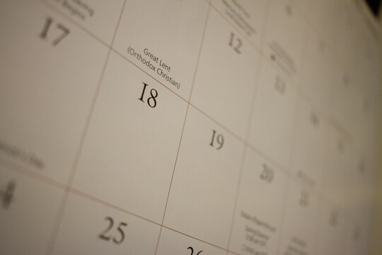 close up of a calendar