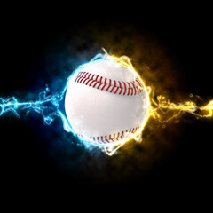 Baseball ball in electric waves
