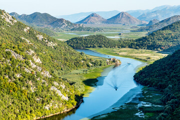 Crnojevica river bents and mountains, Skadar lake national park, Montenegro