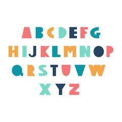 Cute Color alphabet. Hand drawing font for children. Flat isolated vector illustration.

