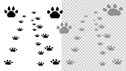 遠くに歩いていく虎の足跡のイラスト素材_シルエット_凹み