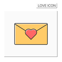Romantic letter color icon. Love letter for beloved person. Love declaration. Love concept. Isolated vector illustration