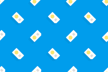 Background on the theme of mobile communications and the Internet. Seamless pattern from sim cards.