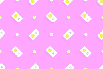 Background on the theme of mobile communications and the Internet. Seamless pattern from sim cards. - obrazy, fototapety, plakaty
