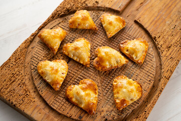 Argentinian heart-shaped dumplings stuffed with beef.
