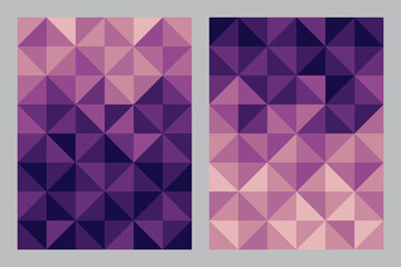 Abstract geometric pattern background. Bauhaus art style purple color tone. Triangle and square shape. Design for print, cover, poster, flyer, banner, wall, brochure, card. Vector illustration.