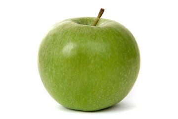 light green apple on a white background, close-up
