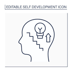 Skill enhancement line icon. Improving opportunity and knowledge. Improve cognitive skills. Self-development concept. Isolated vector illustration. Editable stroke