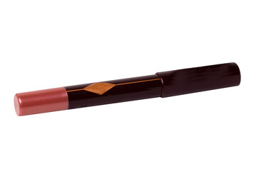 Cosmetic tools. Macro shot of a black red permanent eyeliner or eye contur pencil isolated on a...