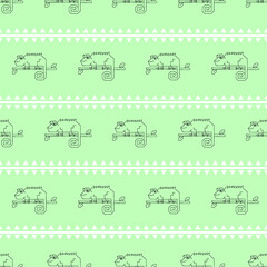 seamless repeat pattern with cute black chameleon and white stripes with green back ground perfect for fabric, scrap booking, wallpaper, gift wrap projects