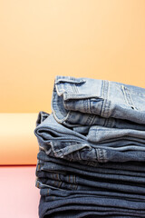 Blue jeans on colorful background isolated