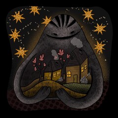 Halloween illustration monster in your soul