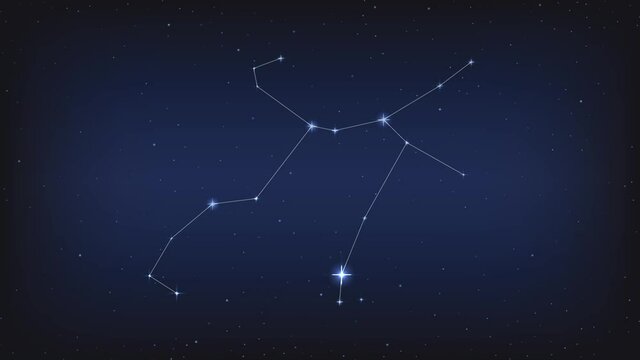 perseus constellation with line in galaxy, group of star, animation 