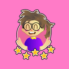 Cute sticker design rating girl