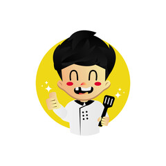 Cute character chef boy design vector