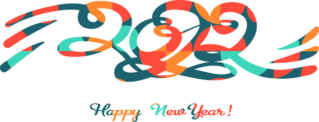 Happy new year 2022 logo text design. Colored 2022 