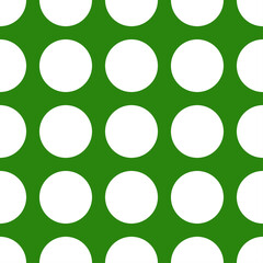 Green seamless pattern with white circles.