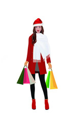 Woman holding shopping bags. vector