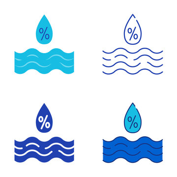 Relative Humidity Icon Set In Flat And Line Style