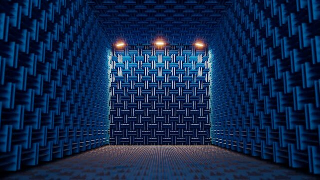 Music recording studio with acoustic panels. Professional anechoic chamber.