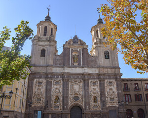 Zaragoza, Spain - 23 Oct, 2021: Church of Santa Isabel de Portugal in the Plaza del Justicia, Zaragoza