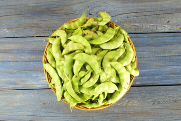 Hyacinth bean valore or indian papdi beans in basket