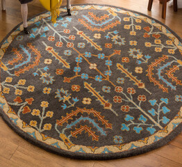 Modern multicolour rounded living area floor rugs interior rug texture design.