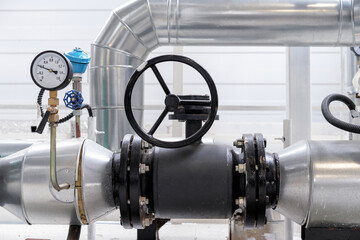 Shut-off valves in the water supply system at the gas boiler room. Regulating valve.