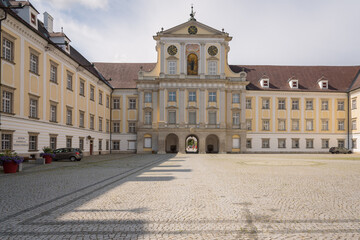 Fototapeta na wymiar Facade of famous Monastery Kremsmünster, Kremsmünster, Upper Austria