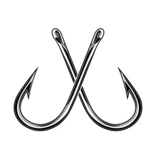 simple crossed fishing fish hooks steel