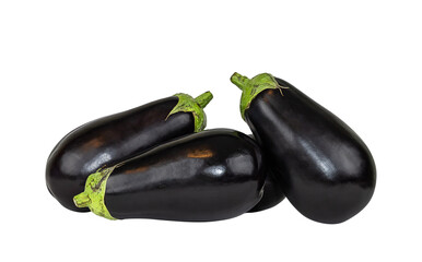 Four eggplants on a white background.