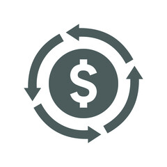 Investment, on, return, money, worth icon. Gray vector design.