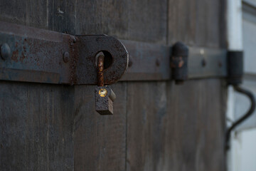 old lock on the brown door
