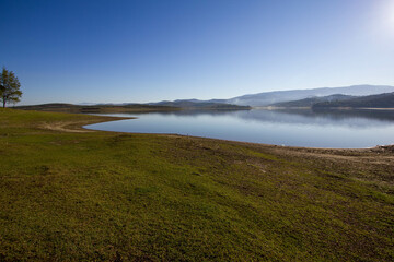 beautiful calm lake called rezervuari i roskovecit, albania