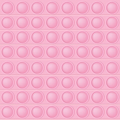 Popit pink seamless pattern as a fashionable silicon fidget toy. Addictive anti-stress toy in bright color. Bubble popits for kids fingers. Vector illustration in square format suitable for bunner.