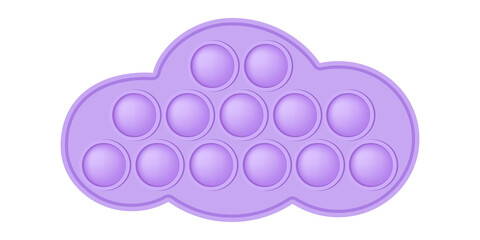 Popit cloud as a fashionable silicon fidget toys. Antistress toy for fidget in pastel rainbow colors. Bubble sensory popit toy. Vector illustration isolated on a white background.
