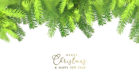 Christmas 2022 New Year border with Xmas tree branches