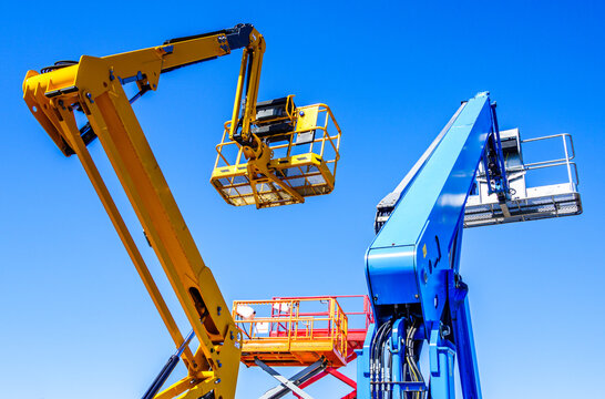 modern lifter in front blue sky